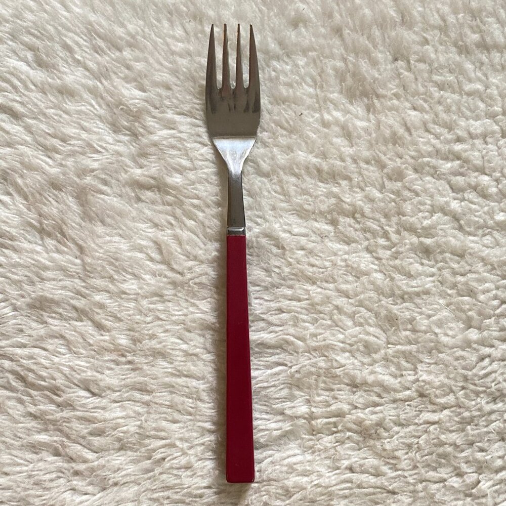Vintage Stainless Steel Japan Dinner Fork – Red Bakelite Handle
